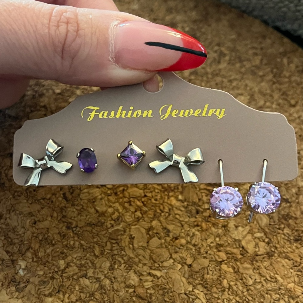 Curated set of Purple and Silver Earrings